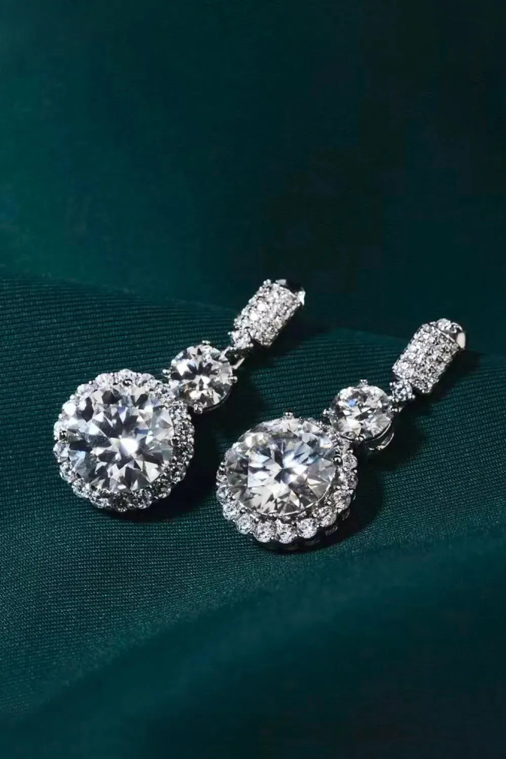 12 Carat Moissanite Platinum-Plated Drop Earrings Moissanite - Tophatter Daily Deals