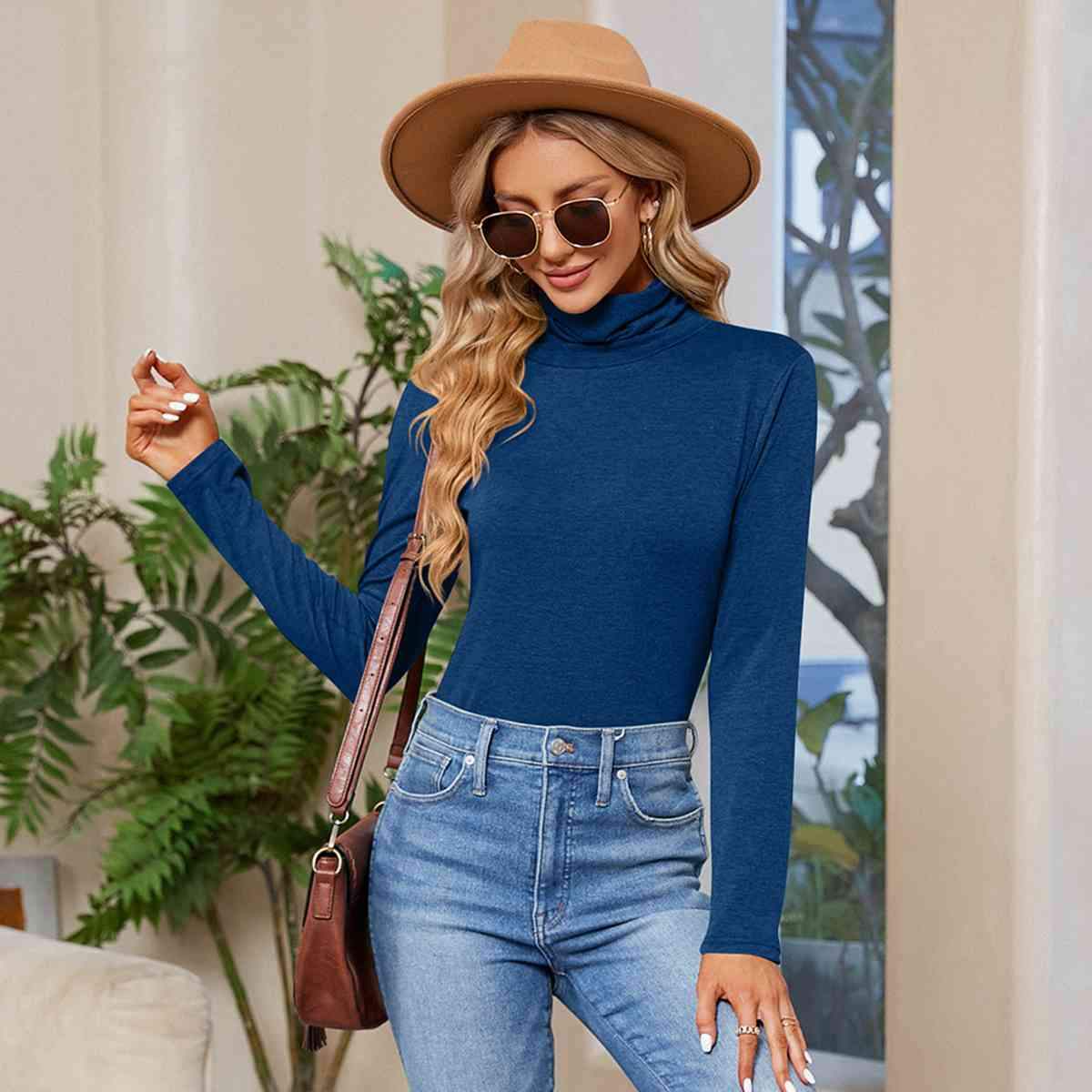 Turtleneck Long Sleeve T-Shirt Women's T-Shirts - Tophatter Daily Deals