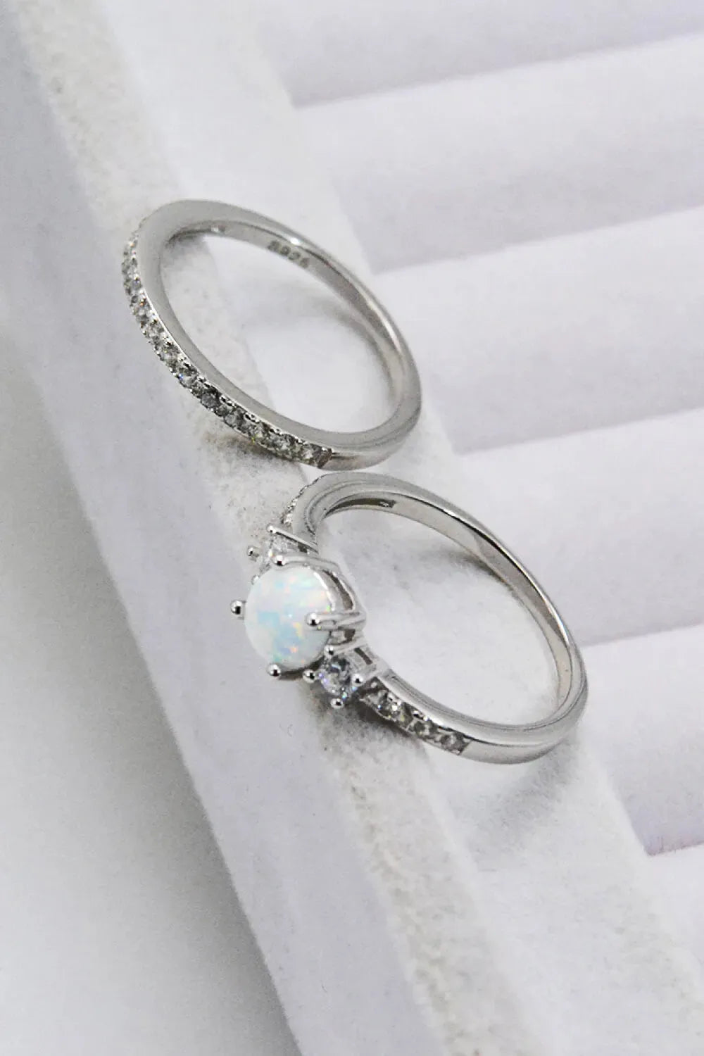 925 Sterling Silver Opal Split Shank Ring Opal - Tophatter Daily Deals