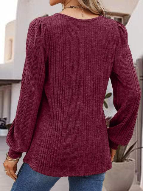 Square Neck Long Sleeve Top Blouses - Tophatter Daily Deals