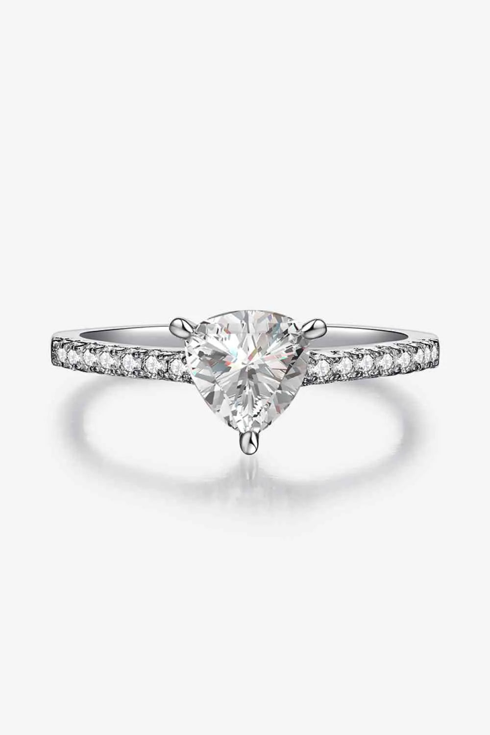 1 Carat Moissanite Triangle 925 Sterling Silver Ring Moissanite - Tophatter Daily Deals