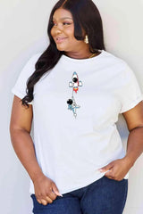 Simply Love Full Size Astronaut Graphic Cotton T-Shirt Women's T-Shirts - Tophatter Daily Deals