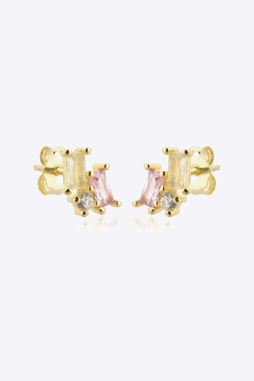 Zircon 925 Sterling Silver Stud Earrings White Pink One Size Earrings - Tophatter Daily Deals