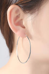 925 Sterling Silver Hoop Earrings Silver One Size Earrings - Tophatter Daily Deals