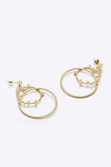 18K Gold-Plated Double Hoop Drop Earrings Earrings - Tophatter Daily Deals