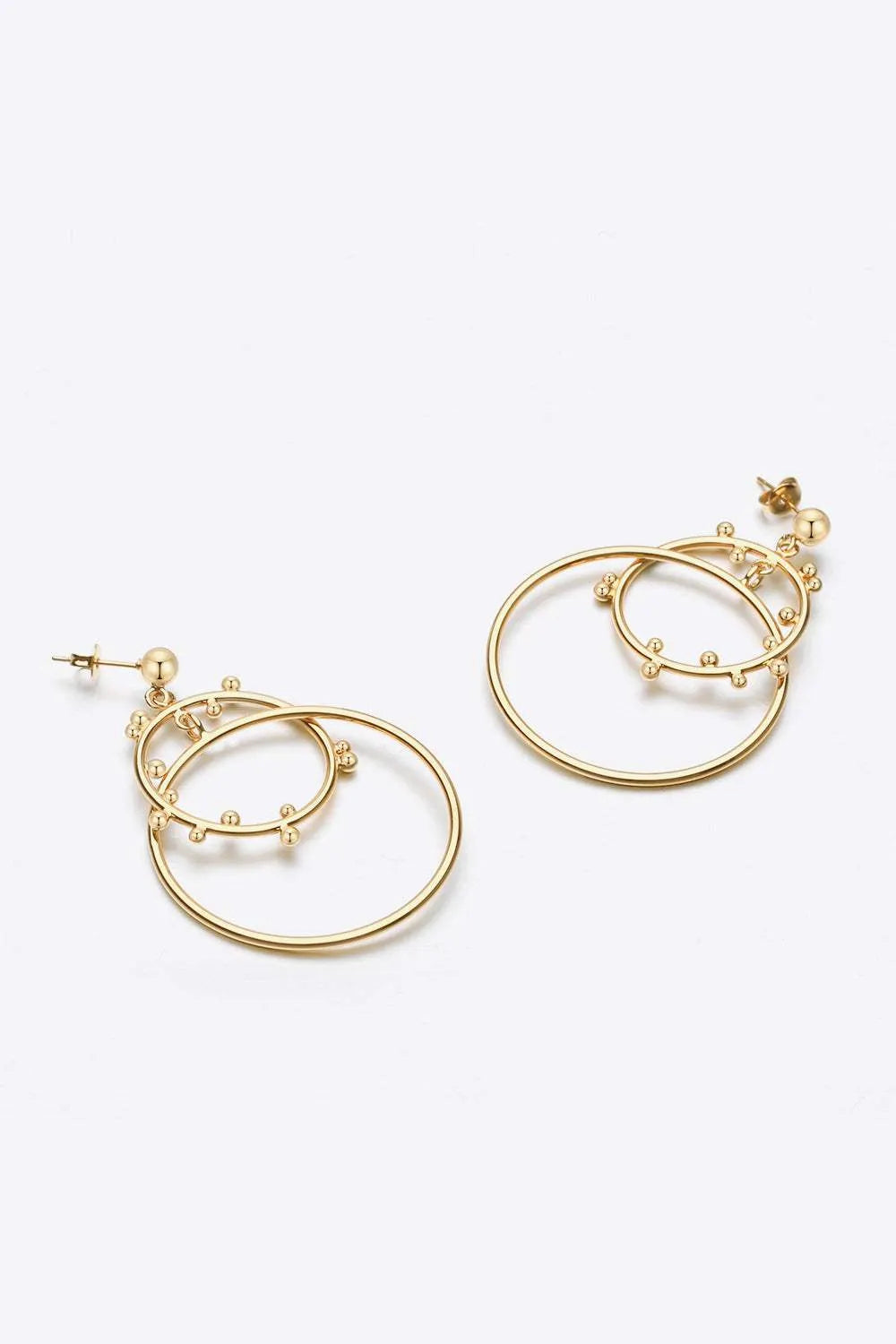 18K Gold-Plated Double Hoop Drop Earrings Earrings - Tophatter Daily Deals