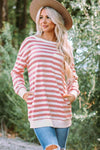 Striped Dropped Shoulder Longline Top Women's T-Shirts - Tophatter Daily Deals