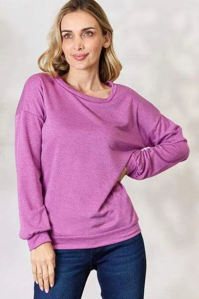 BiBi Tie Back Drop Shoulder Long Sleeve Top Blouses - Tophatter Daily Deals
