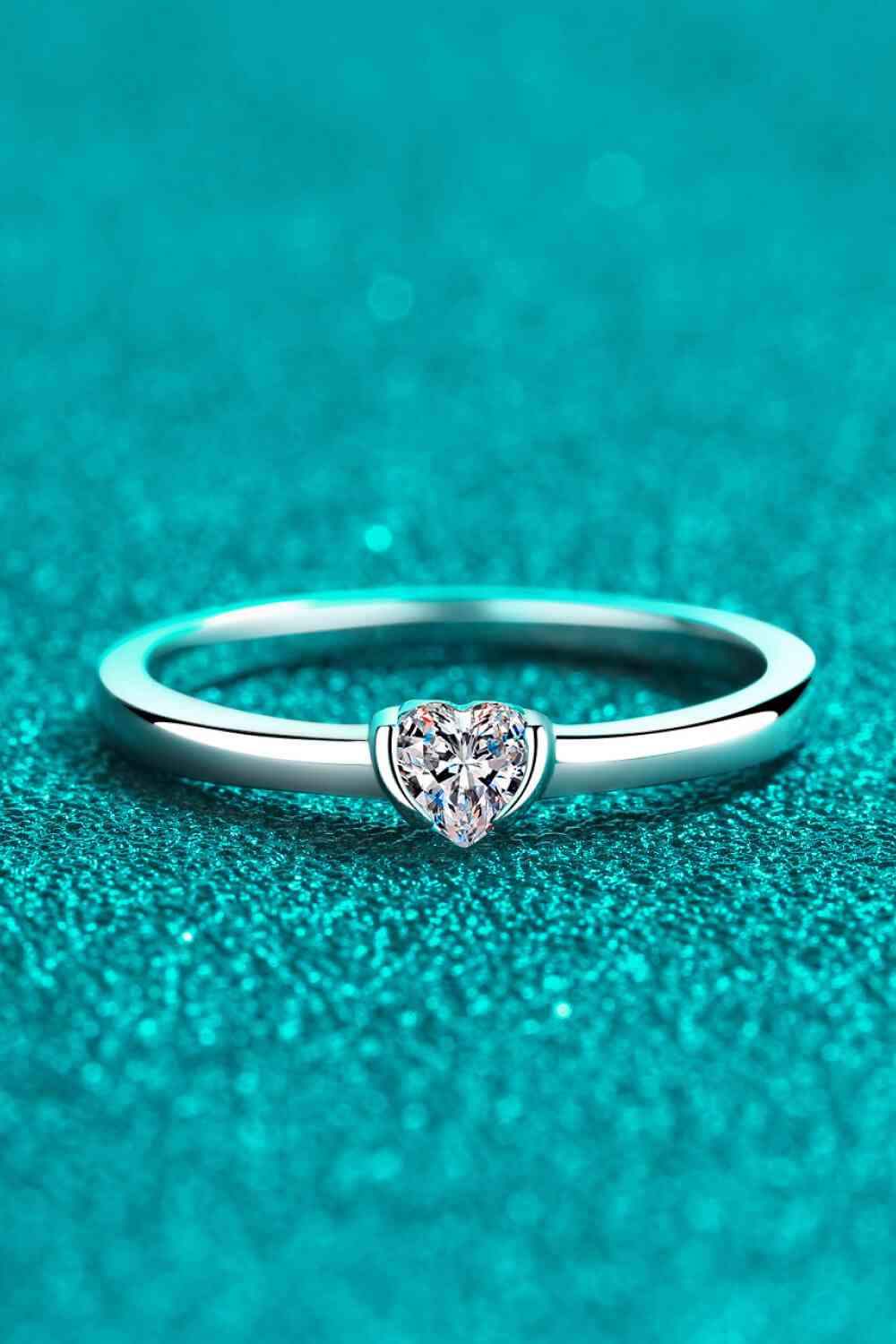 Heart-Shaped Moissanite Solitaire Ring Moissanite - Tophatter Daily Deals