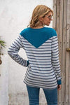 Striped Round Neck Long Sleeve T-Shirt Women's T-Shirts - Tophatter Daily Deals