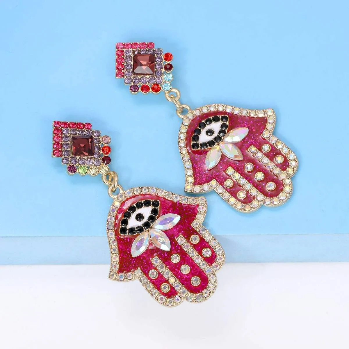 Alloy & Rhinestone Earrings Deep Red One Size Earrings - Tophatter Daily Deals