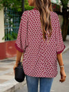 Geometric Print Notched Blouse Blouses - Tophatter Daily Deals