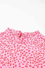 Leopard Print Lace Short Sleeve Blouse Blouses - Tophatter Daily Deals
