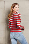 Double Take Striped Round Neck Long Sleeve Top Blouses - Tophatter Daily Deals