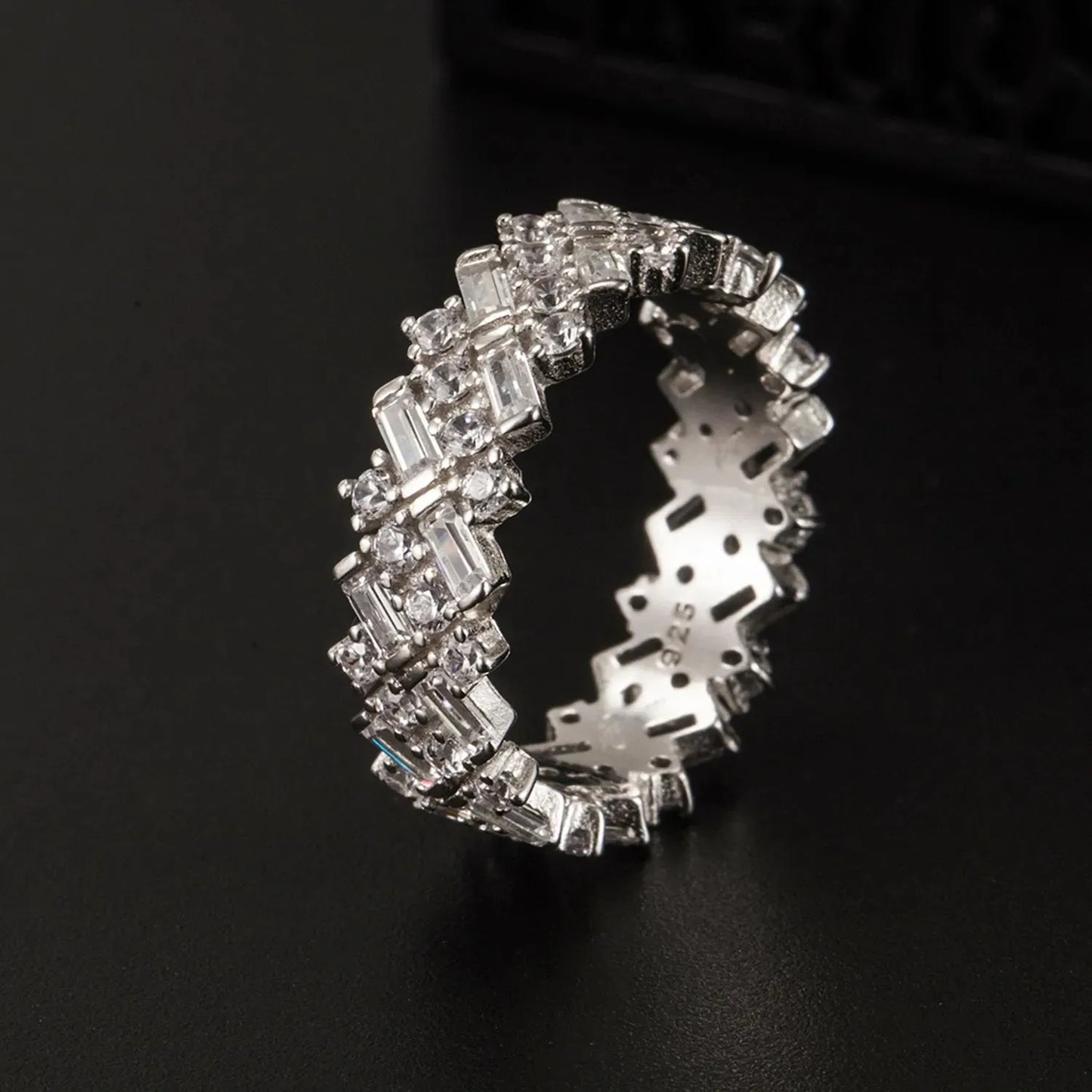 Inlaid Zircon 925 Sterling Silver Ring Rings - Tophatter Daily Deals
