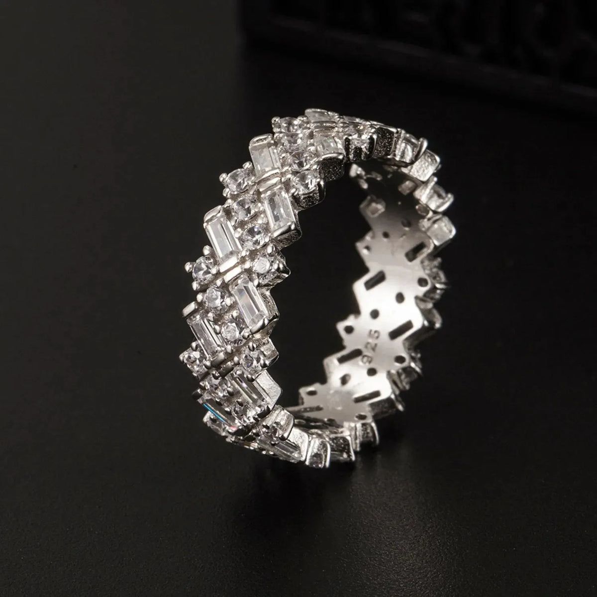 Inlaid Zircon 925 Sterling Silver Ring Rings - Tophatter Daily Deals