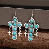 Artificial Turquoise Cross Shape Earrings Earrings - Tophatter Daily Deals
