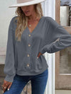 V-Neck Dropped Shoulder Blouse Charcoal Blouses - Tophatter Daily Deals