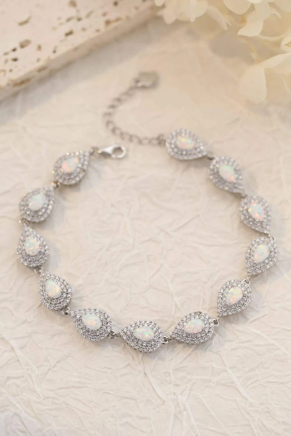 925 Sterling Silver Opal Bracelet White One Size Opal - Tophatter Daily Deals