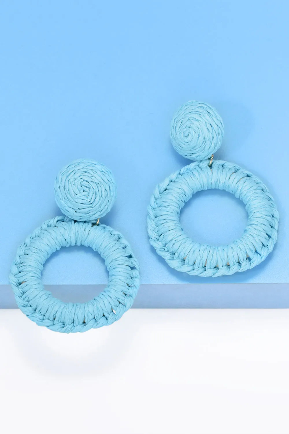 Round Shape Raffia Grass Dangle Earrings Earrings - Tophatter Daily Deals