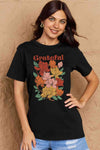 Simply Love Full Size GRATEFUL Flower Graphic Cotton T-Shirt Women's T-Shirts - Tophatter Daily Deals