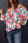 Floral Off-Shoulder Flounce Sleeve Layered Blouse Blouses - Tophatter Daily Deals