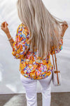 Floral Puff Sleeve Boat Neck Blouse Blouses - Tophatter Daily Deals