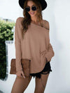 Single Shoulder Long Sleeve Knit Top Women's T-Shirts - Tophatter Daily Deals