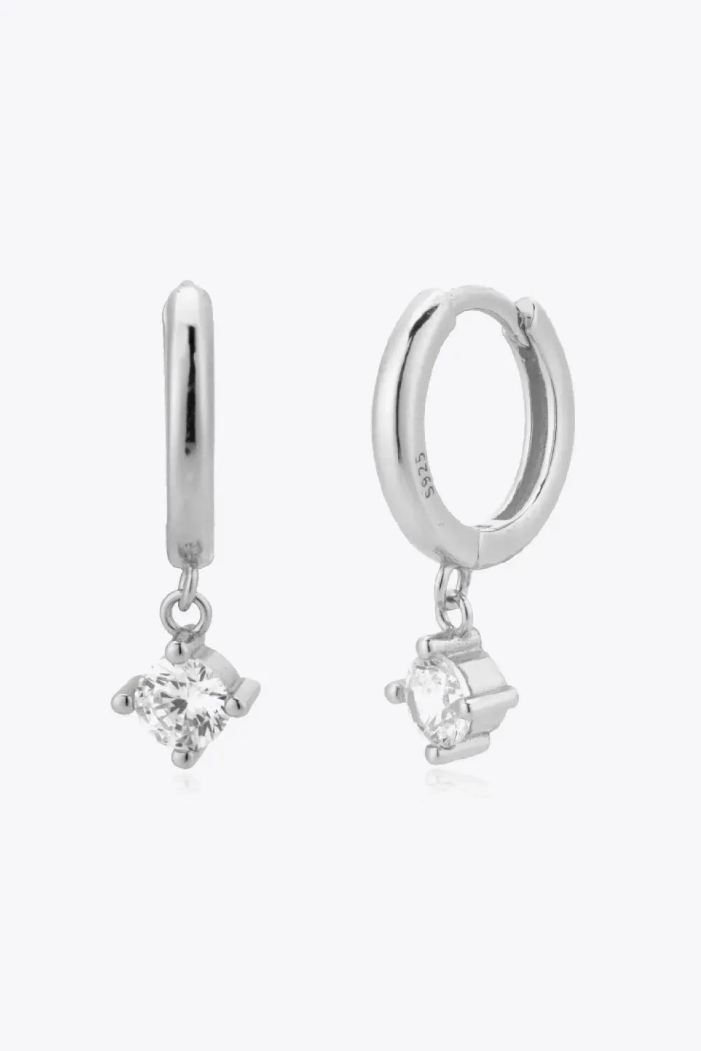 Inlaid Zircon Huggie Drop Earrings Silver White One Size Earrings - Tophatter Daily Deals