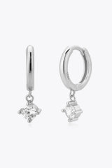 Inlaid Zircon Huggie Drop Earrings Silver White One Size Earrings - Tophatter Daily Deals