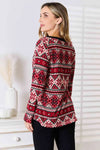 Heimish Full Size Snowflake Print Long Sleeve Top Blouses - Tophatter Daily Deals