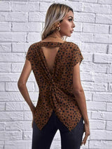Twisted Open Back Blouse Tiger Blouses - Tophatter Daily Deals