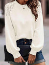 Lantern Sleeve Round Neck Blouse Blouses - Tophatter Daily Deals