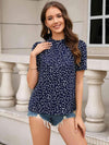 Printed Short Sleeve Round Neck Top Blouses - Tophatter Daily Deals