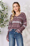 Heimish Full Size Christmas Element Buttoned Long Sleeve Top Blouses - Tophatter Daily Deals