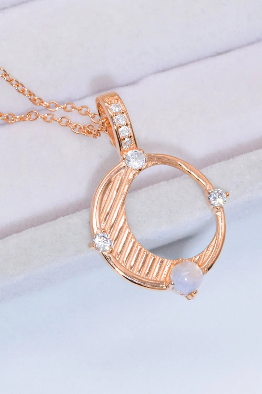 Inlaid Zircon and Natural Moonstone Pendant Necklace Moonstone - Tophatter Daily Deals