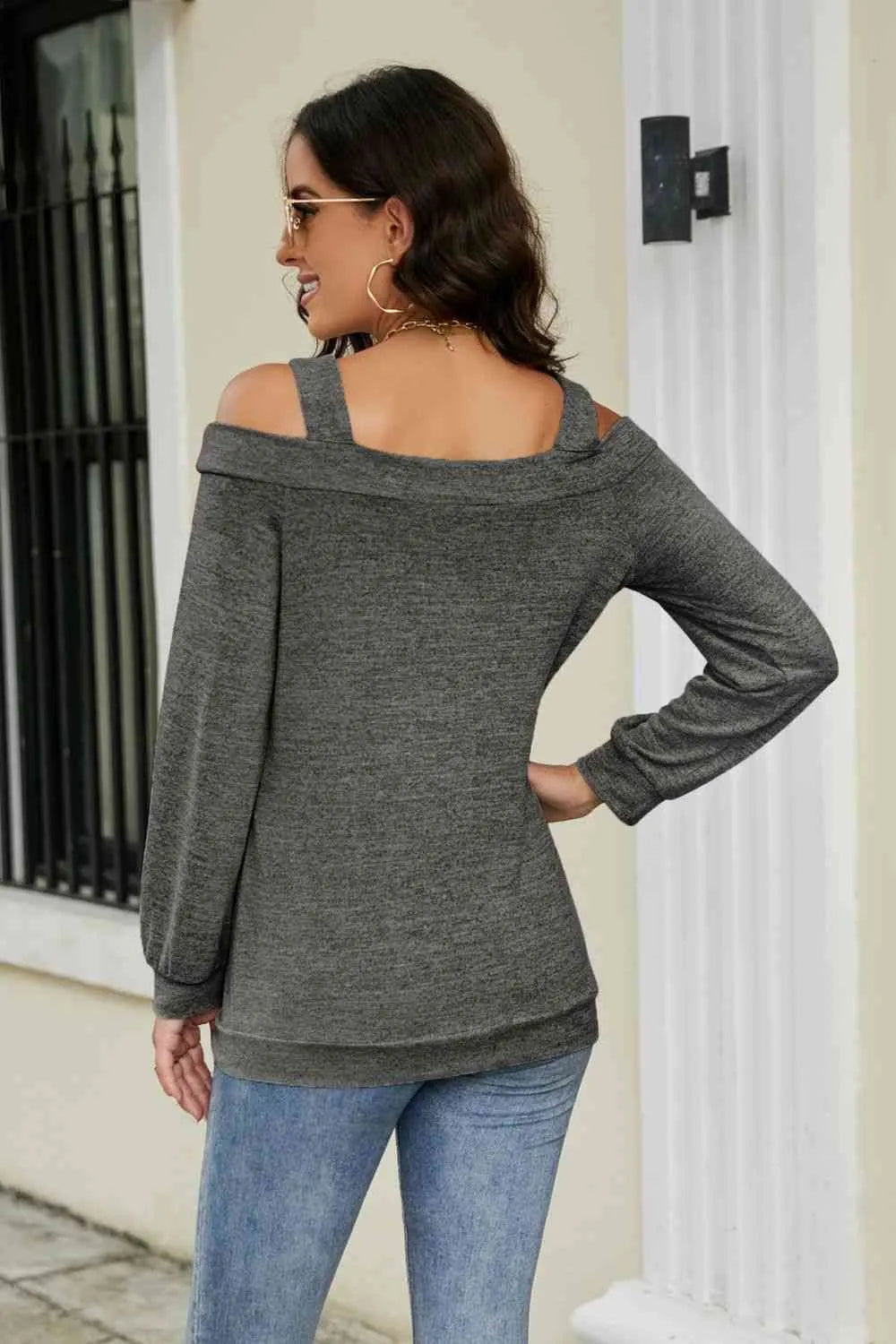 Cutout Cold-Shoulder Top Blouses - Tophatter Daily Deals