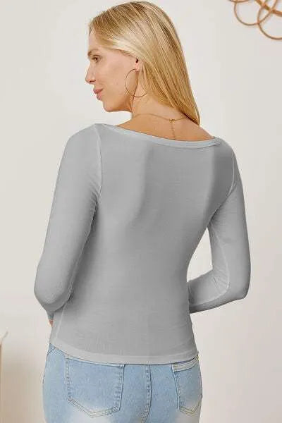 Square Neck Long Sleeve T-Shirt Women's T-Shirts - Tophatter Daily Deals
