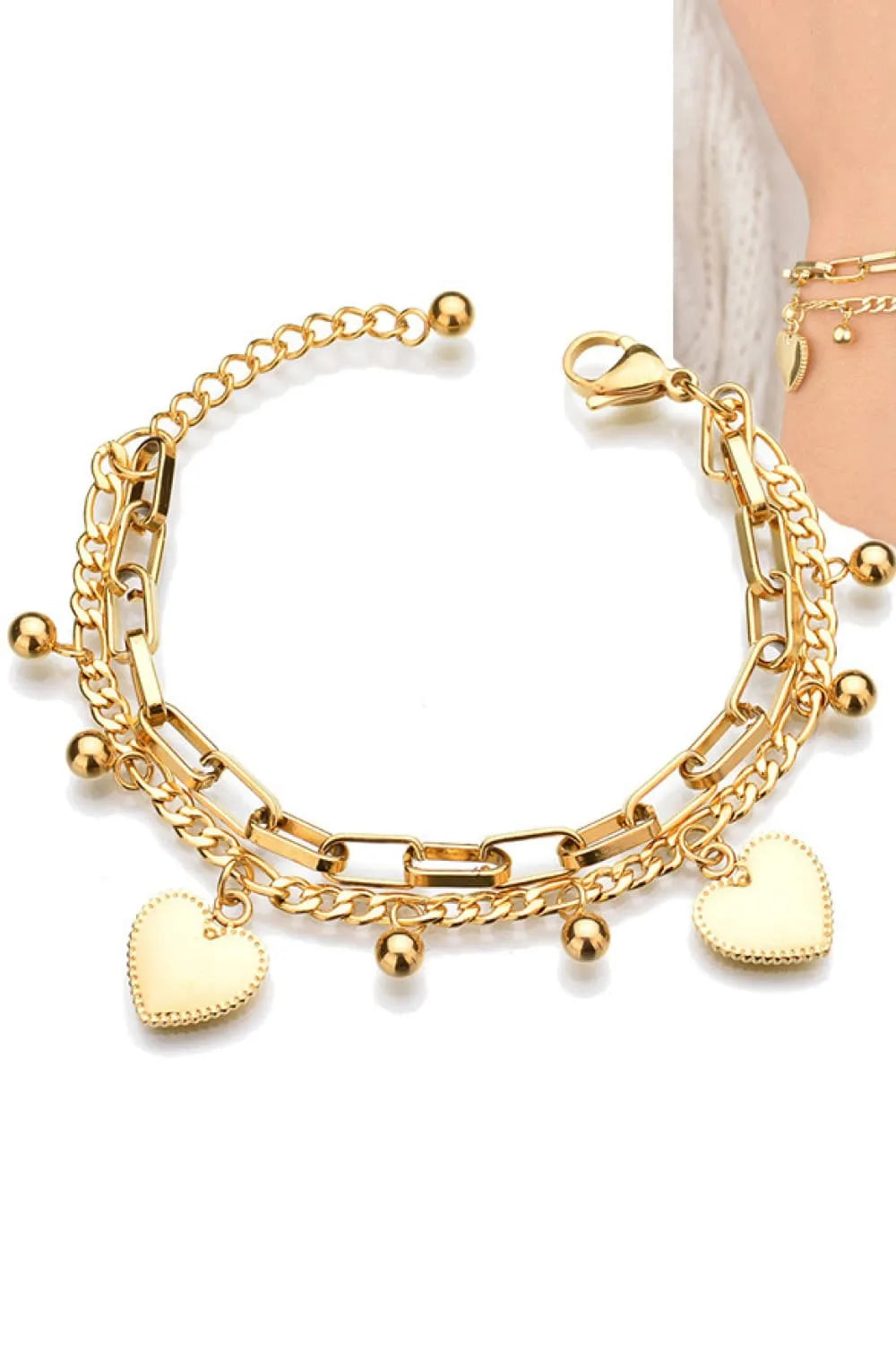 Heart Charm Stainless Steel Bracelet Bracelets - Tophatter Daily Deals