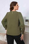 Melo Apparel Plus Size Round Neck Long Sleeve Blouse Blouses - Tophatter Daily Deals