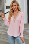 V-Neck Flounce Sleeve T-Shirt Blush Pink Women's T-Shirts - Tophatter Daily Deals