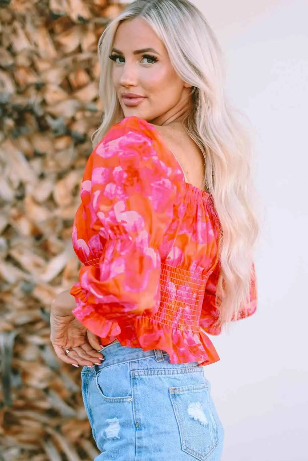 Ruffle Trim Flounce Sleeve Smocked Blouse Blouses - Tophatter Daily Deals