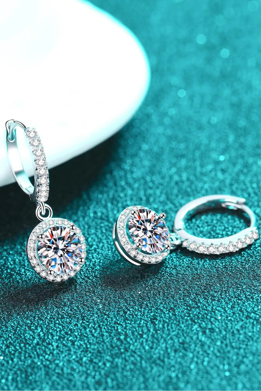 Moissanite Round-Shaped Drop Earrings Moissanite - Tophatter Daily Deals