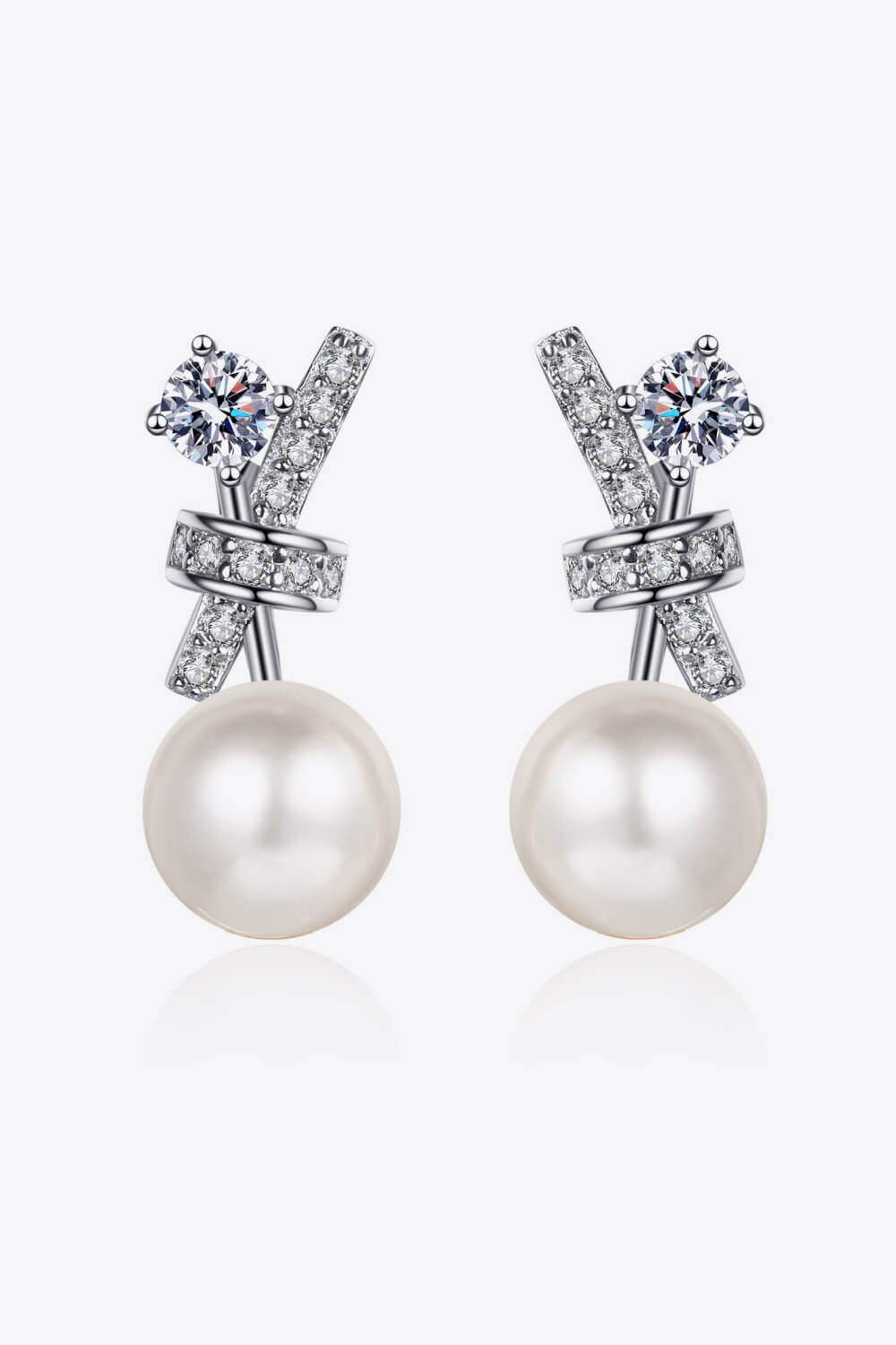 Pearl Moissanite Stud Earrings Silver One Size Moissanite - Tophatter Daily Deals