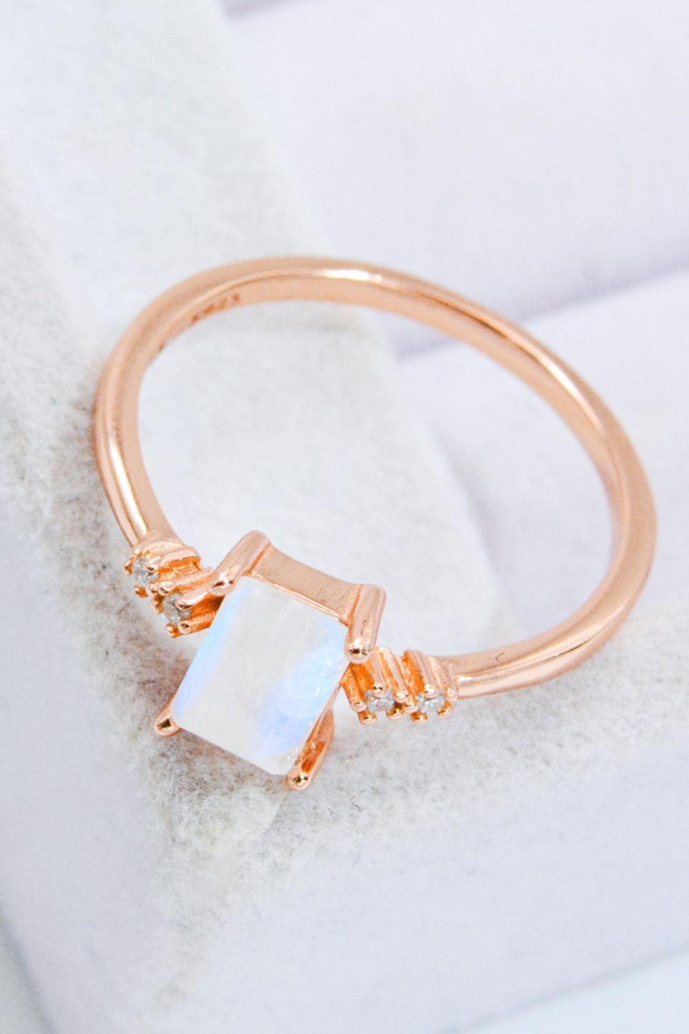 Rectangle Natural Moonstone Ring - Tophatter Shopping Deals