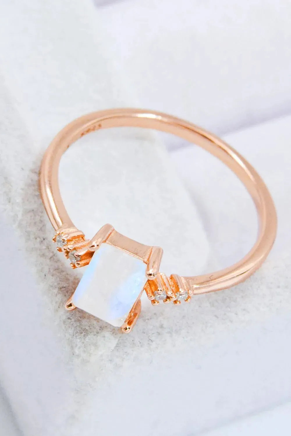 Rectangle Natural Moonstone Ring Moonstone - Tophatter Daily Deals