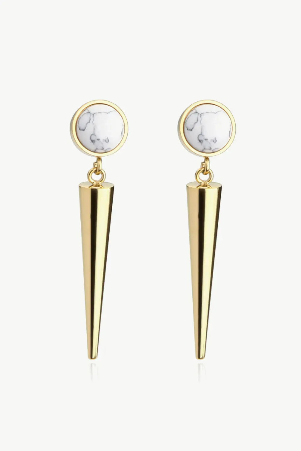 18K Stainless Steel Turquoise Drop Earrings Gold White One Size Earrings - Tophatter Daily Deals