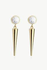 18K Stainless Steel Turquoise Drop Earrings Gold White One Size Earrings - Tophatter Daily Deals