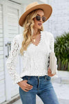 V-Neck Flounce Sleeve Lace Top White Women's T-Shirts - Tophatter Daily Deals