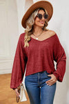 V-Neck Dropped Shoulder T-Shirt Women's T-Shirts - Tophatter Daily Deals